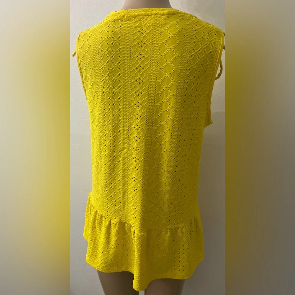 Michael Kors Vibrant Yellow Eyelet Tops Women Size Small - Picture 5 of 10